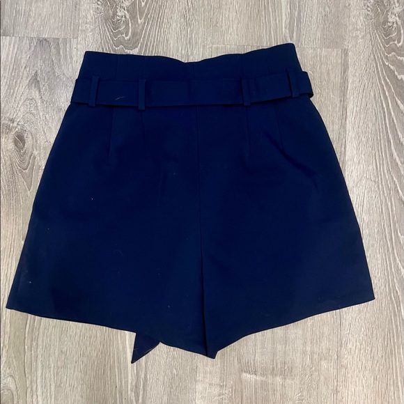 Express High Waisted Belted Bermuda Shorts - Navy Blue - Picture 2 of 9
